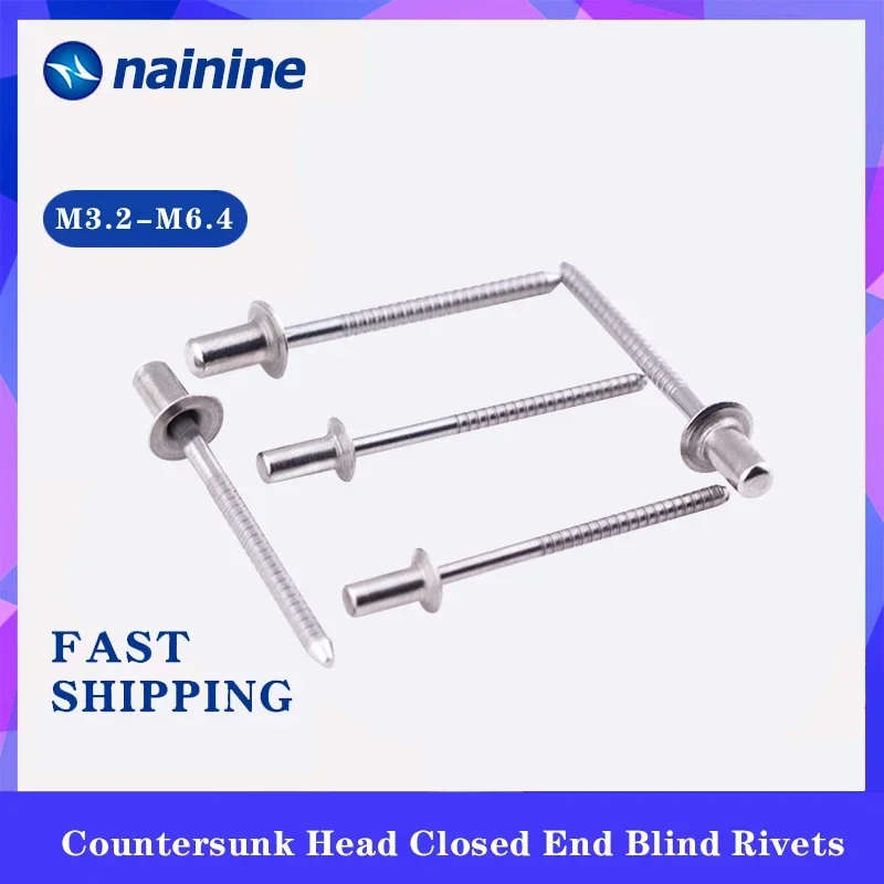 GB12616.4 304 Stainless Steel Closed End Blind Rivets With Break Pull Mandrel And Countersunk Head M3.2-M6.4