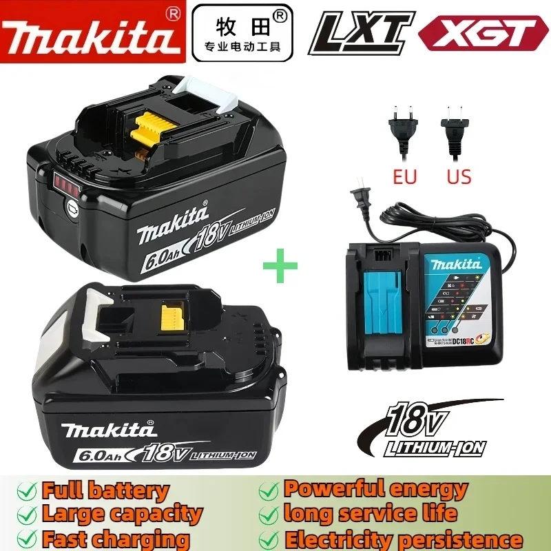 

100% genuine Makita Rechargeable Power Tool Battery, Replaceable LED Lithium-ion, 6.0 Ah 18V LXT BL1860B BL1860BL1850 BL1830