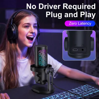 Tenlamp RGB USB Streaming Microphone ,Professionl Computer Condenser Mic For PC Mac Recording YouTube Podcasting Gaming Laptop Desktop 6