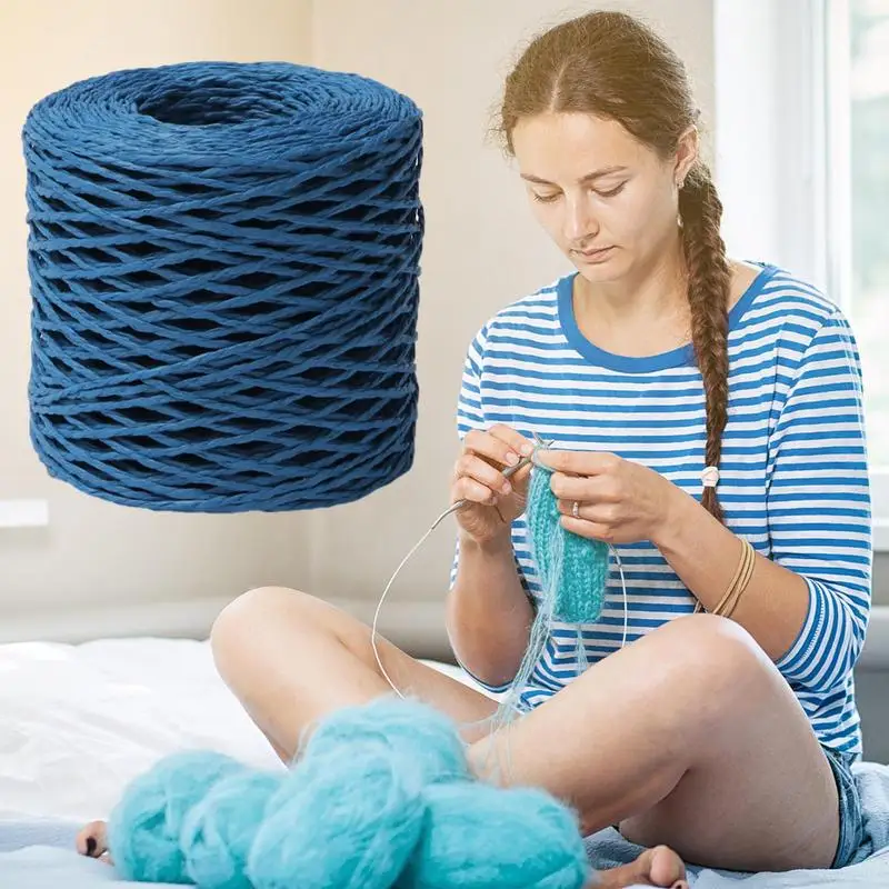 Raffia For Crafts Natural Raffia Yarn For Wrapping Knit Wire Natural Color Matte Texture Raffia Paper Ribbons For Hat DIY 5