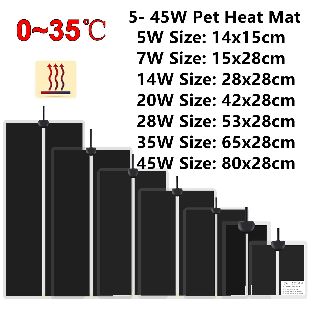 5~45W Seedling Heat Mat Seed Germination Warm Pad Bonsai Plant Flower Vegetable Keeping Warm Tool Gardening Winter Anti-Cold 1Pc