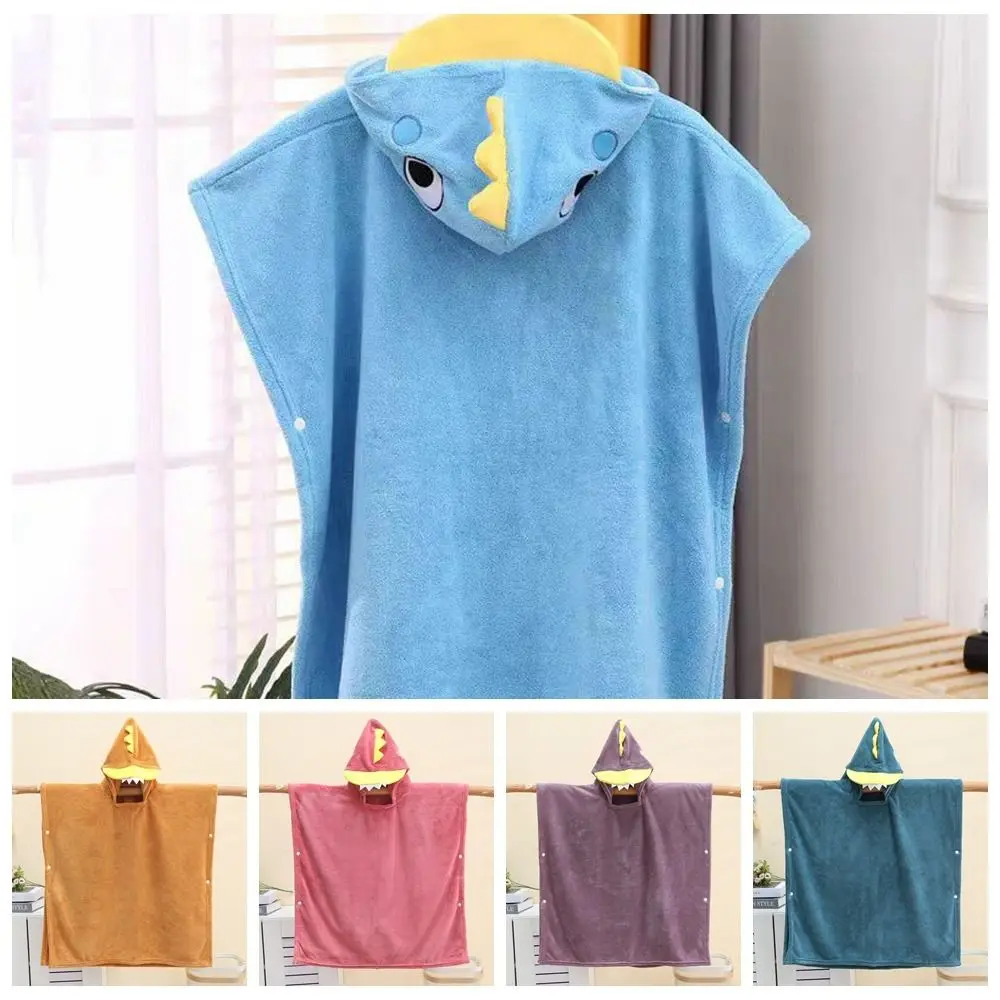 Comfortable Cartoon Baby Bath Towel Quick-Drying with Hat Hooded Bathrobe Coral Velvet Soft Cartoon Cloak Towel Children
