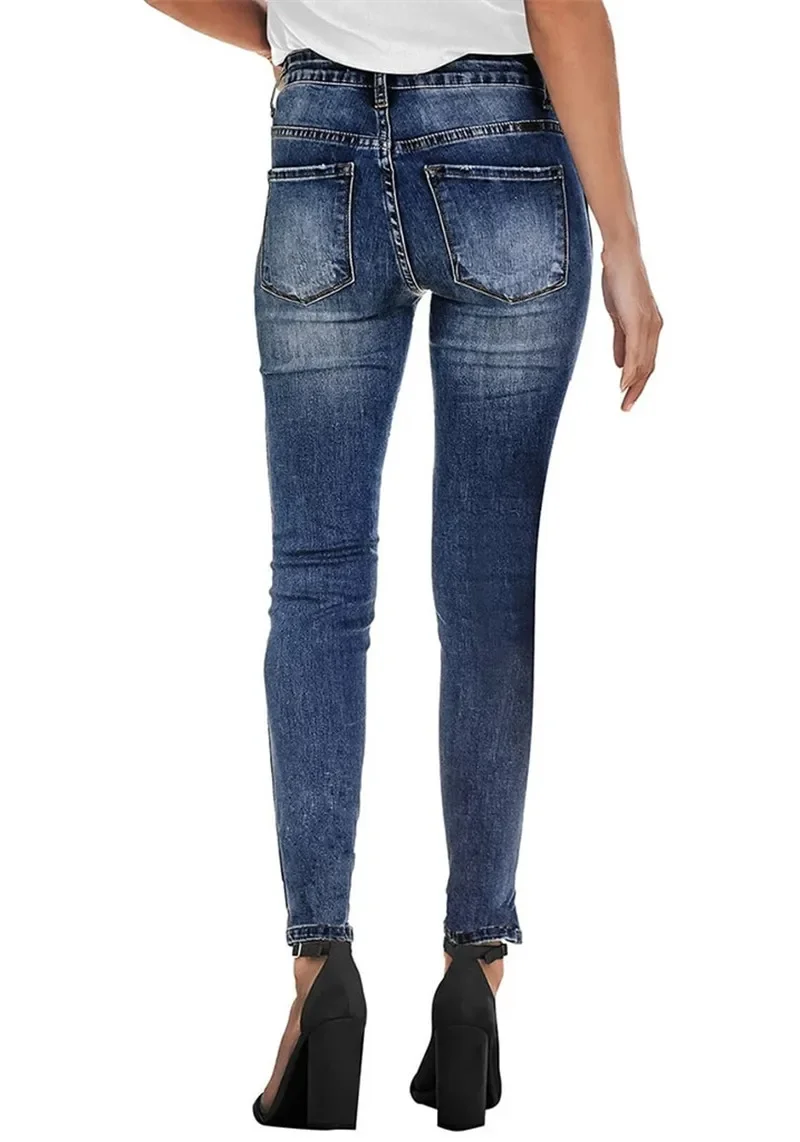 2024 New High Waist Jeans For Women Slim Stretch Ripped Distressed Denim Jean Bodycon Tassel Skinny Push Up Jeans Trousers Woman 4