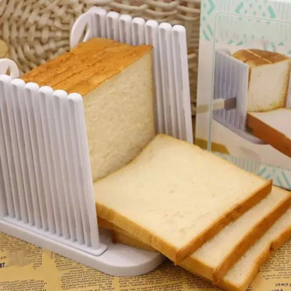 Foldable Toast Bread Slicer Adjustable Plastic Bread Cutting Tools Loaf Cheese Slicer Pastry Cutter Rack Kitchen Gadgets