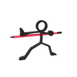 3D Printed Stick Figure Pencil Holder Set - Decorative Desktop Sculpture and Stationery Organizer (Stickman)