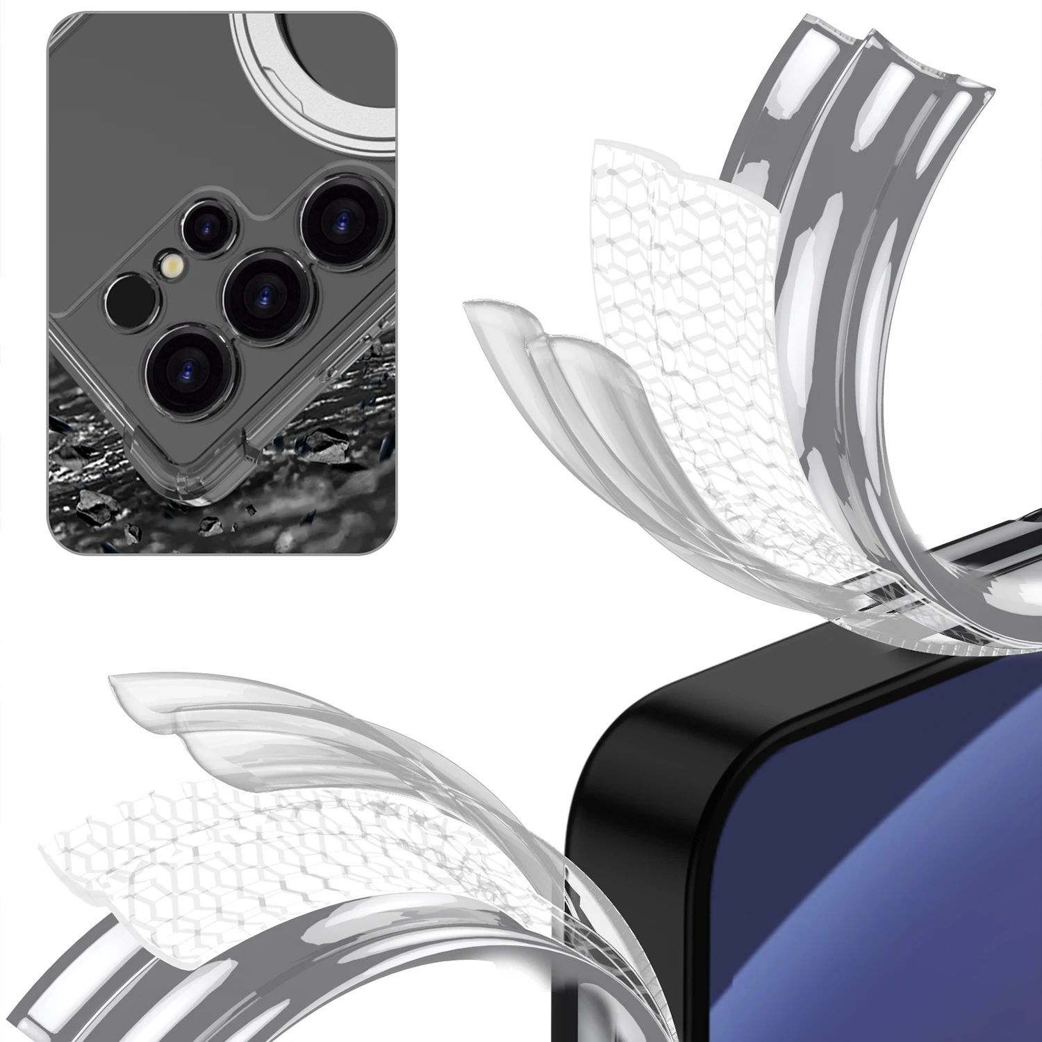 Enhanced Magnetic Clear Acrylic Stand Case with Airbag Anti-Knock Cover