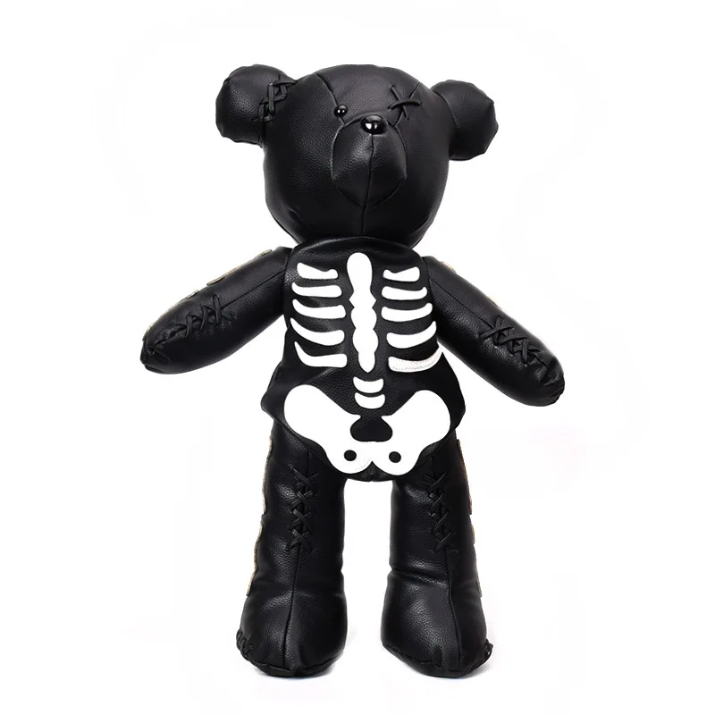 Skeleton Bear Backpack PU Leather Artistic Personality Thriller Single Shoulder Crossbody Backpack Halloween Backpacks 6
