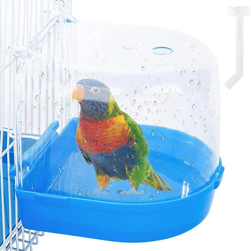 Removable Bath Box Bathing Basin Clip-On Bird Bath Bird Cage Parrot Bathing Tub Attaches to Most Birdcages for Small Birds bird bathing tub