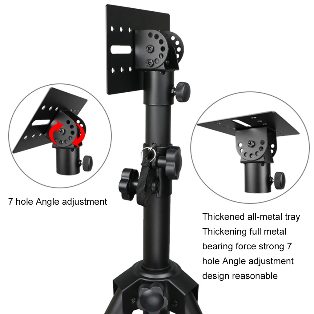 Heavy Duty Speaker Stand Adapter Top 7-Angle Metal Mount Tripod Adjustable Speaker Stand Adapter Bracket for 3.5cm Support Pole