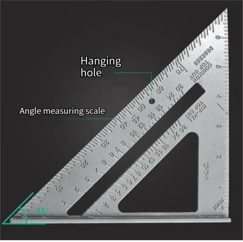 

7 "Aluminum Alloy Triangle Ruler Precise Thickened Angle Ruler Aluminum Alloy Woodworking Measurement Woodworking Triangle Ruler