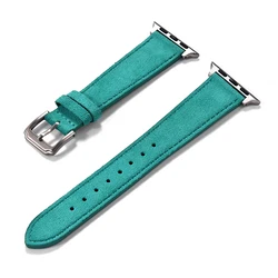 Vintage Suede Leather Watch Strap Bracelet - 42 - 44 - 45 - 49 - S10 46mm (Cyan)