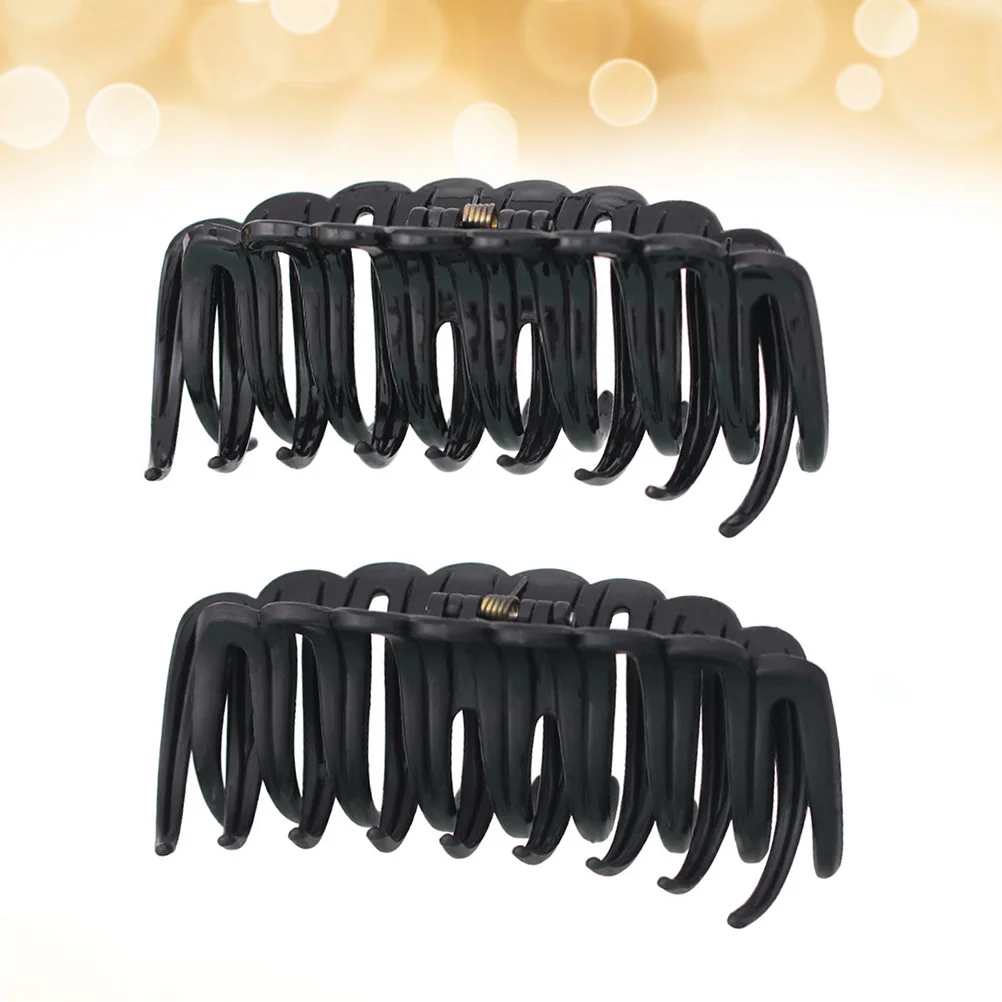 

2 PCS Ponytail Holder Acrylic Hair Claw Bobby Pins Black Clip Girl Clips Claws Hairpin