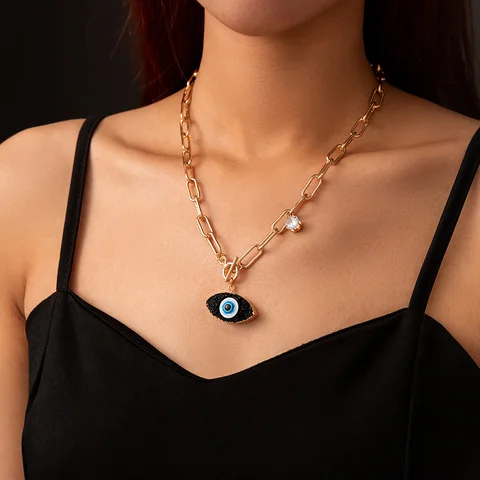 Eye Multilayer Necklaces For Women Bohemia Imitation Natural Stone Pendant Gold Color Neck Chains Female Jewelry