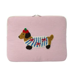 Cute Cartoon Dog Shockproof Tablet and Laptop Sleeve Bag - M (Pink)