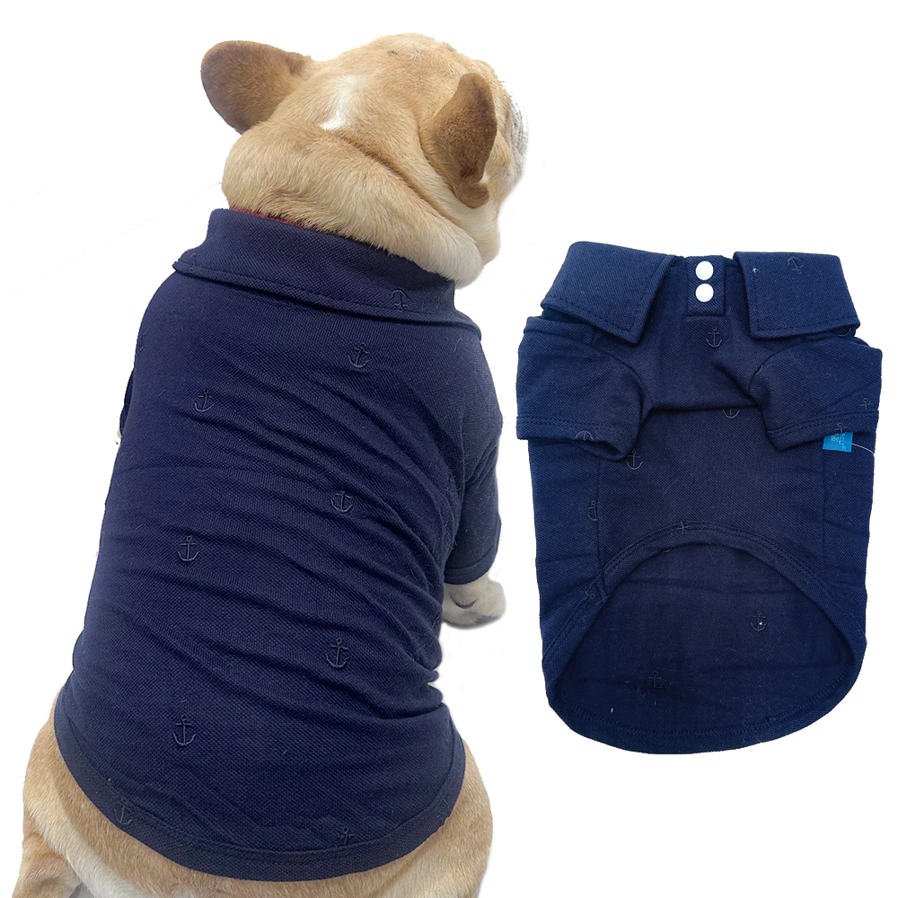 Classic Polo Shirt for Small Dogs Puppy T Shirt Anchors Printed Design Dog Spring Summer Clothes