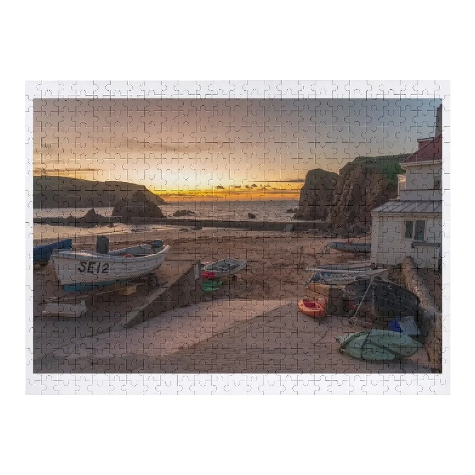 Hope Cove Sunset Jigsaw Puzzle Wood Name Woodens For Adults With Personalized Photo Puzzle boxer dog on windowsill jigsaw puzzle woodens for adults custom name wood wood photo personalized with photo puzzle