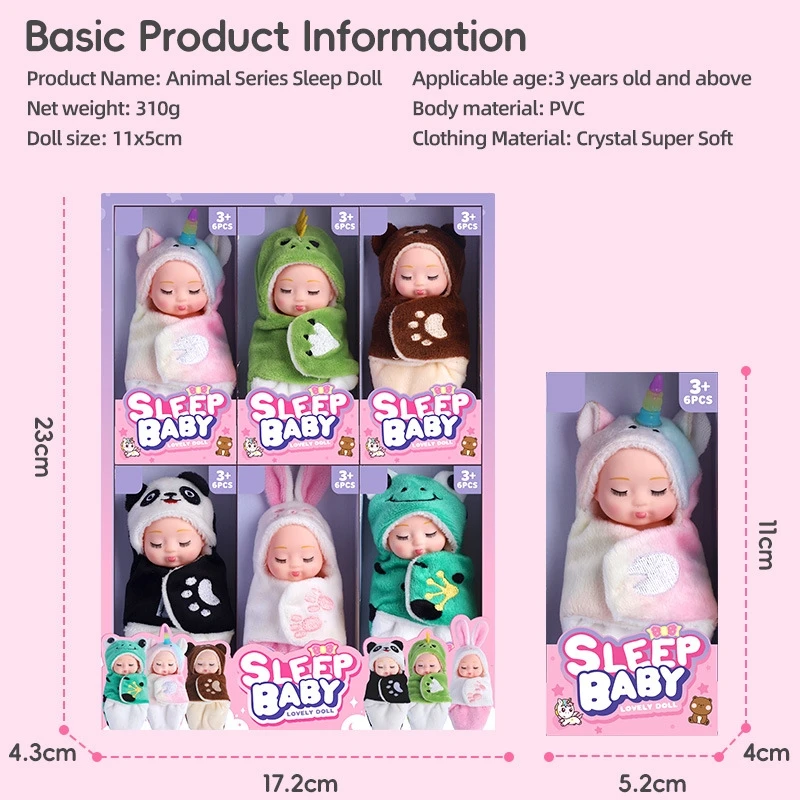 Cute Reborn Doll Mini Sleeping Baby With Clothes Accessories Simulated Animal Series Movable Doll Children's Toy Birthday Gift - 6