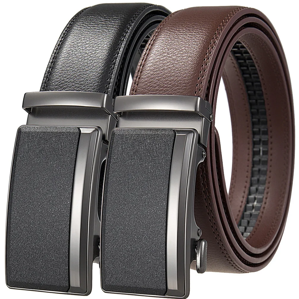 Mode Automatische Schnalle Rindsleder Männlich Gürtel männer Leder Gürtel Luxus Designer Schwarz Braun 3,5 cm Plus Größe 130 140 150 160 170 cm