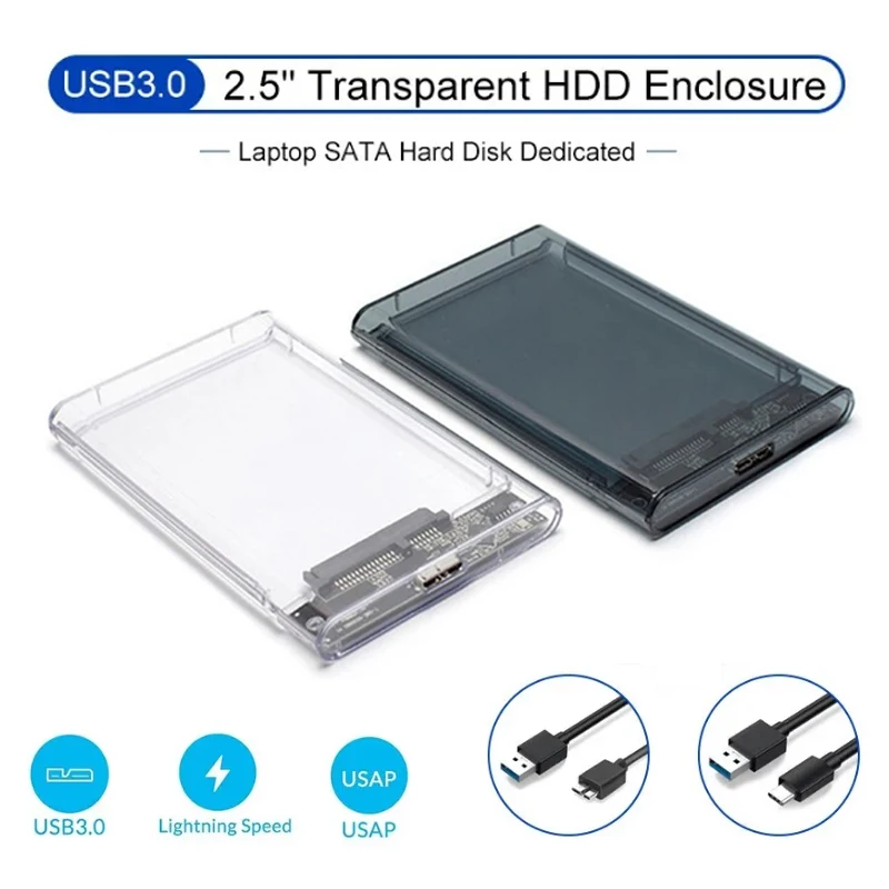 External Hard Drive Case USB 3.0/3.1 to SATA III 2.5 Inch HDD SSD Enclosure