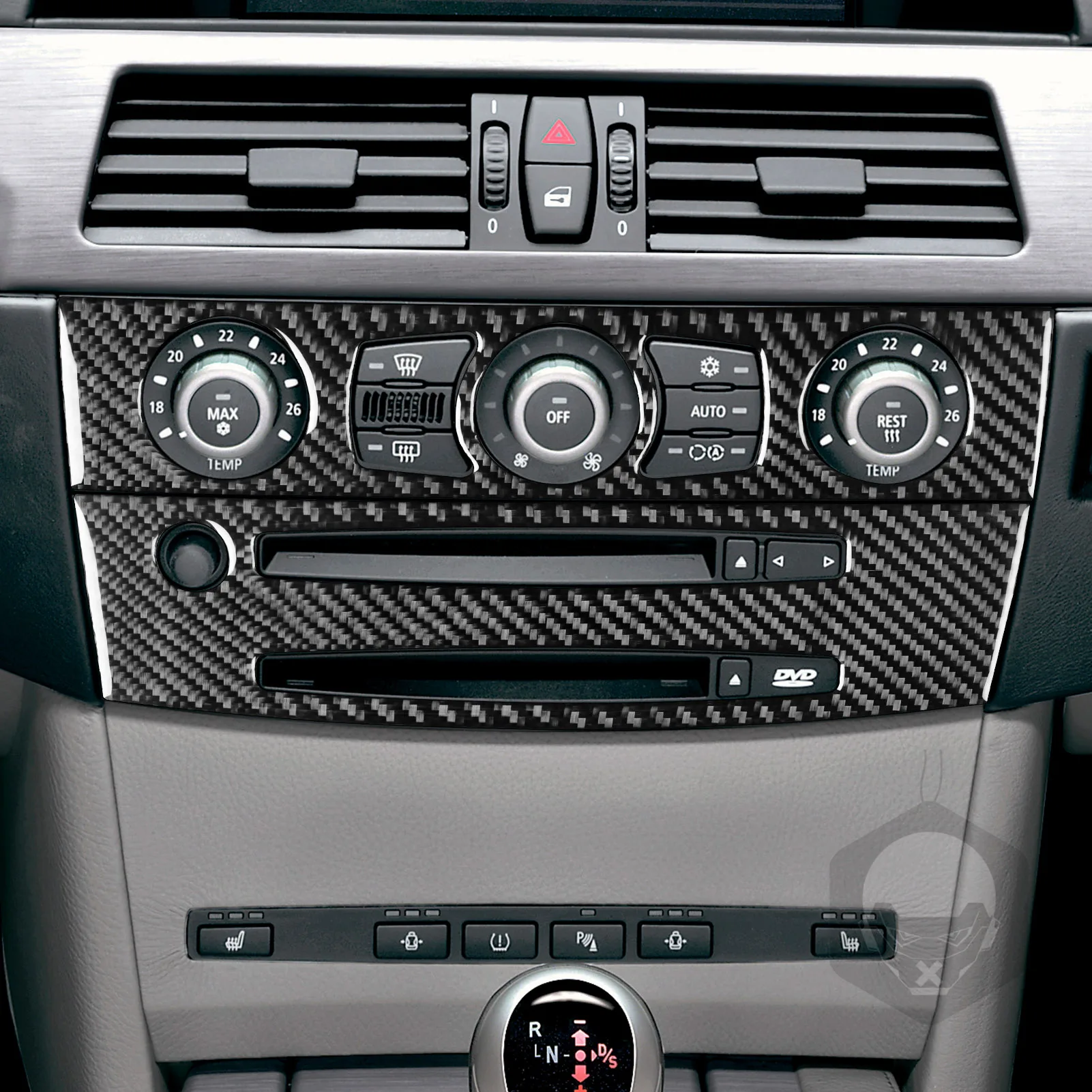 탄소 섬유 자동차 인테리어 CD 에어컨 제어판 트림 스티커 장식, BMW 5 시리즈 E60 2004-2010 액세서리