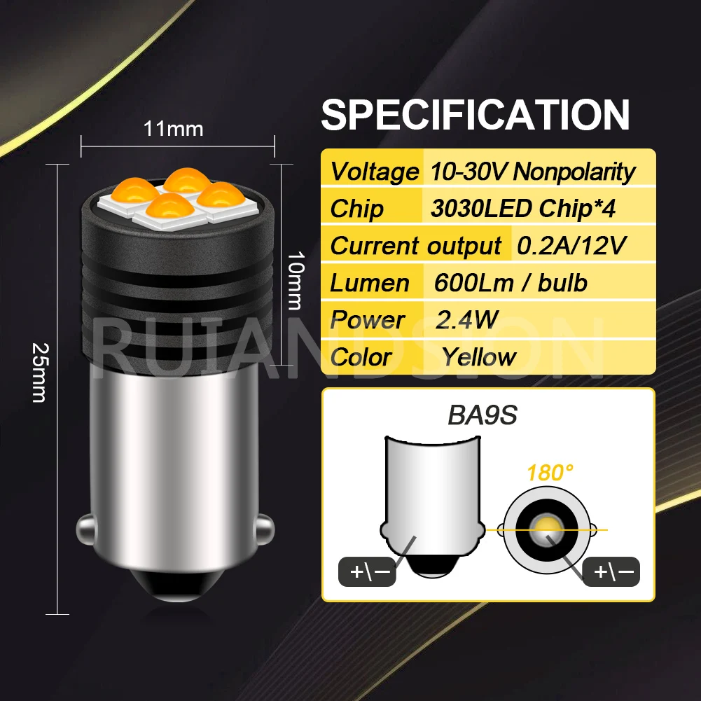 Ruiandsion �Ĺ� ���̵� ��Ŀ �ڳ� ���� ����Ʈ, 64136 3030 LED ����, ����� 2x BA9S T4W 64111 BAX9S H6W 64132 BAY9S H21W