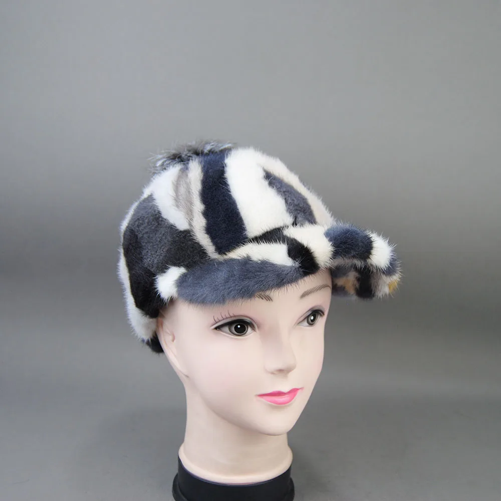 New Winter Women Natural Female Real Mink Fox Fur Hat Thick Warm Baseball Cap Warm Windproof Ladies Casual Elegant Men's Hats