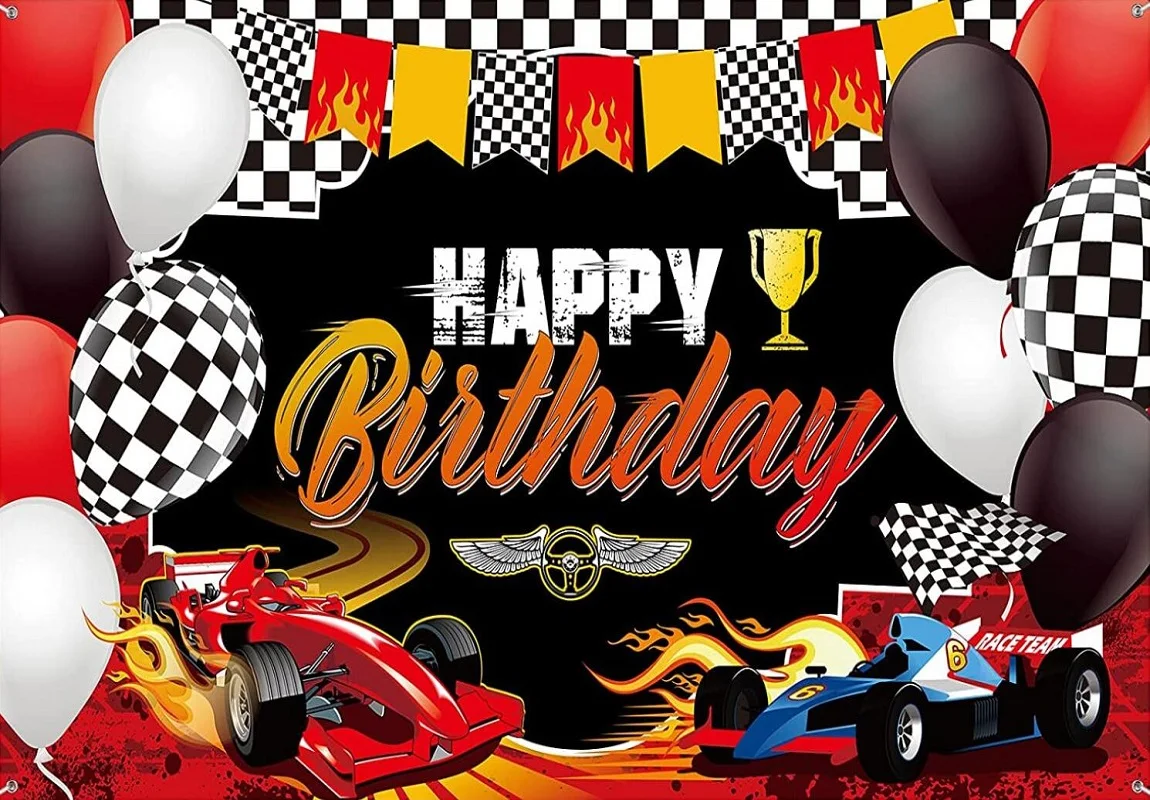 thumbnail image 1 of Fondo de fotografía de coche de carreras, decoraciones para fiesta de cumpleaños, decoración de fondo, pancarta para baby shower, foto personalizada, Caitoon Hot Wheels, 1 of 5