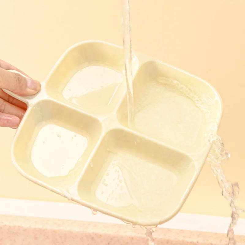 Divided Plates Anti-Scalding Fruit Plate 4 Compartment Food Dinner Plate Tray Multifunctional Divided Serving Tray With Lid