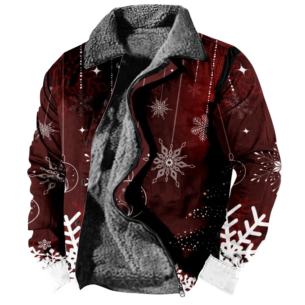 New Christmas Collection Collection J Personalized Casual Print Long Sleeve Zipper Sweater Polo Collar Cotton Coat Winter a02