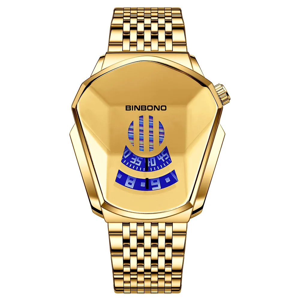 BINBOND Men's Stylish Luminous Quartz Watch with Steel Mesh Band and Touch Screen