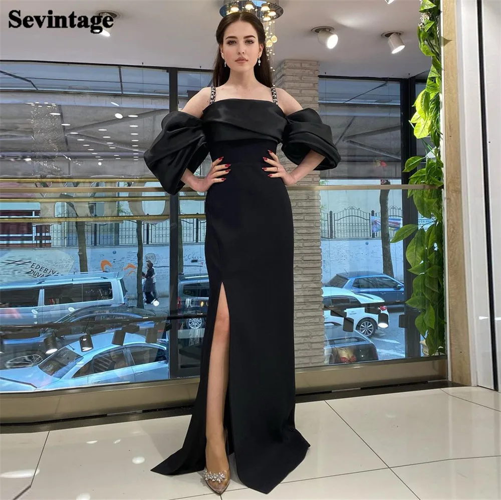 

Sevintage Elegant Saudi Arabic Prom Gowns Spaghetti Strap With Sequineds Side Slit ballkleider Women Evening Gowns Outfits 2023