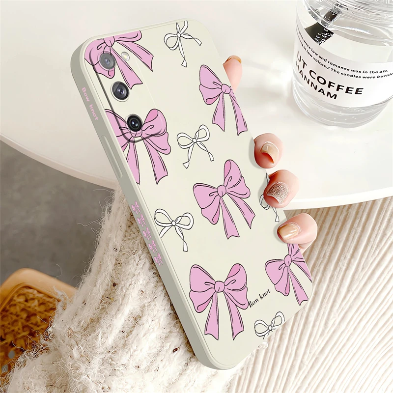 Ultra-Bright Pink Bow Knot Silicone Phone Case