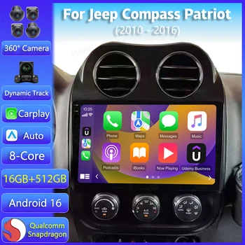 Radio Multimedia para Auto con Android 16 y Carplay para Jeep Compass Patriot 2010 2011 2012 - 2016, Reproductor Estéreo, Unidad Principal, Bluetooth, 2 DIN, Autoradio 1