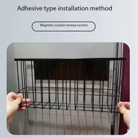 ชั้นวางของแม่เหล็กประหยัดพื้นที่ติดผนังเหล็กคาร์บอนผู้ถือกระดาษผ้าเช็ดตัวในครัวเรือนตะกร้าเก็บห้องครัว Rack 2