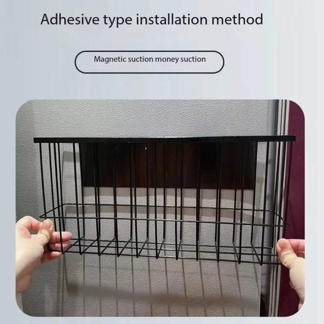 ชั้นวางของแม่เหล็กประหยัดพื้นที่ติดผนังเหล็กคาร์บอนผู้ถือกระดาษผ้าเช็ดตัวในครัวเรือนตะกร้าเก็บห้องครัว Rack 2