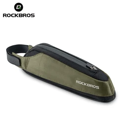 ROCKBROS Ultralight Reflective Bicycle Top Tube Bag - Portable Nylon Storage (Green 0.65L)