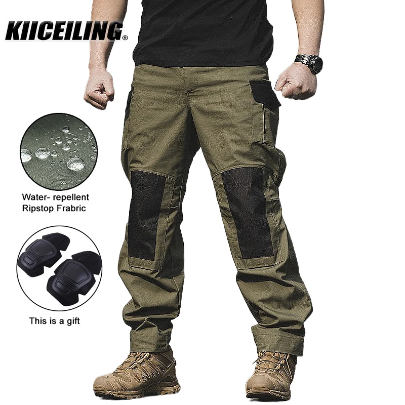 KIICEILING Multicam Hiking Pants Tactical Cargo Pants Men Military