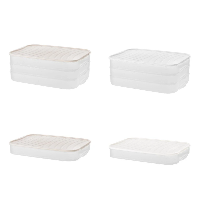 

1/3 Layers Dumplings Box Stackable Plastic Storage Tray with Lid Sealed Airtight Preservation Container Fridge Refrigerator
