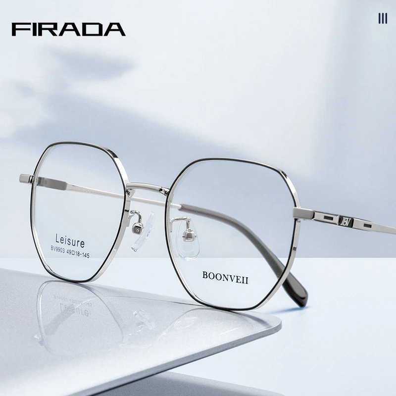 

FIRADA Fashion Eyewear Retro Polygonal Titanium Eyeglasses Myopia Optical Prescription Glasses Frame For Men And Women BV9903B