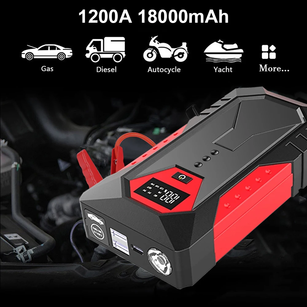 Portable Car Jump Starter Power Bank Car Battery Booster Charger Starting Device Auto Emergency Start-up Cable