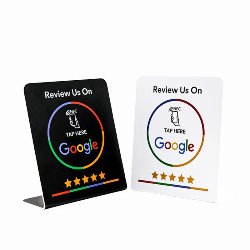 Premium NFC Display Stand for Google Reviews - Programmable 13.56MHz Card Station