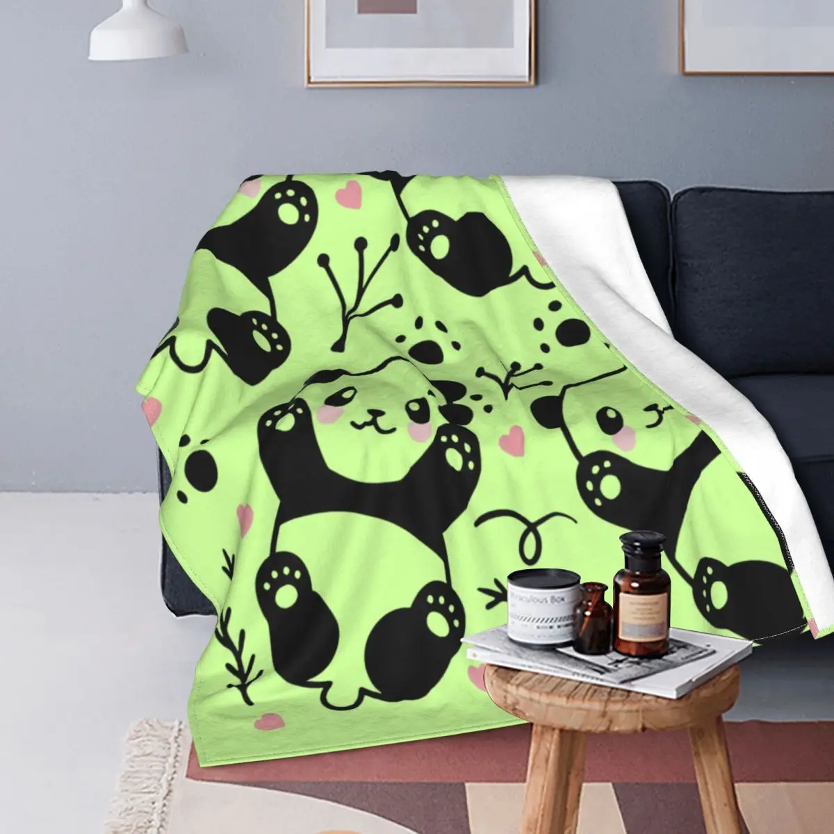 

Panda And Bamboo Blanket Warm Fleece Soft Flannel Cute Animal Throw Blankets for Bedroom Couch Home Spring