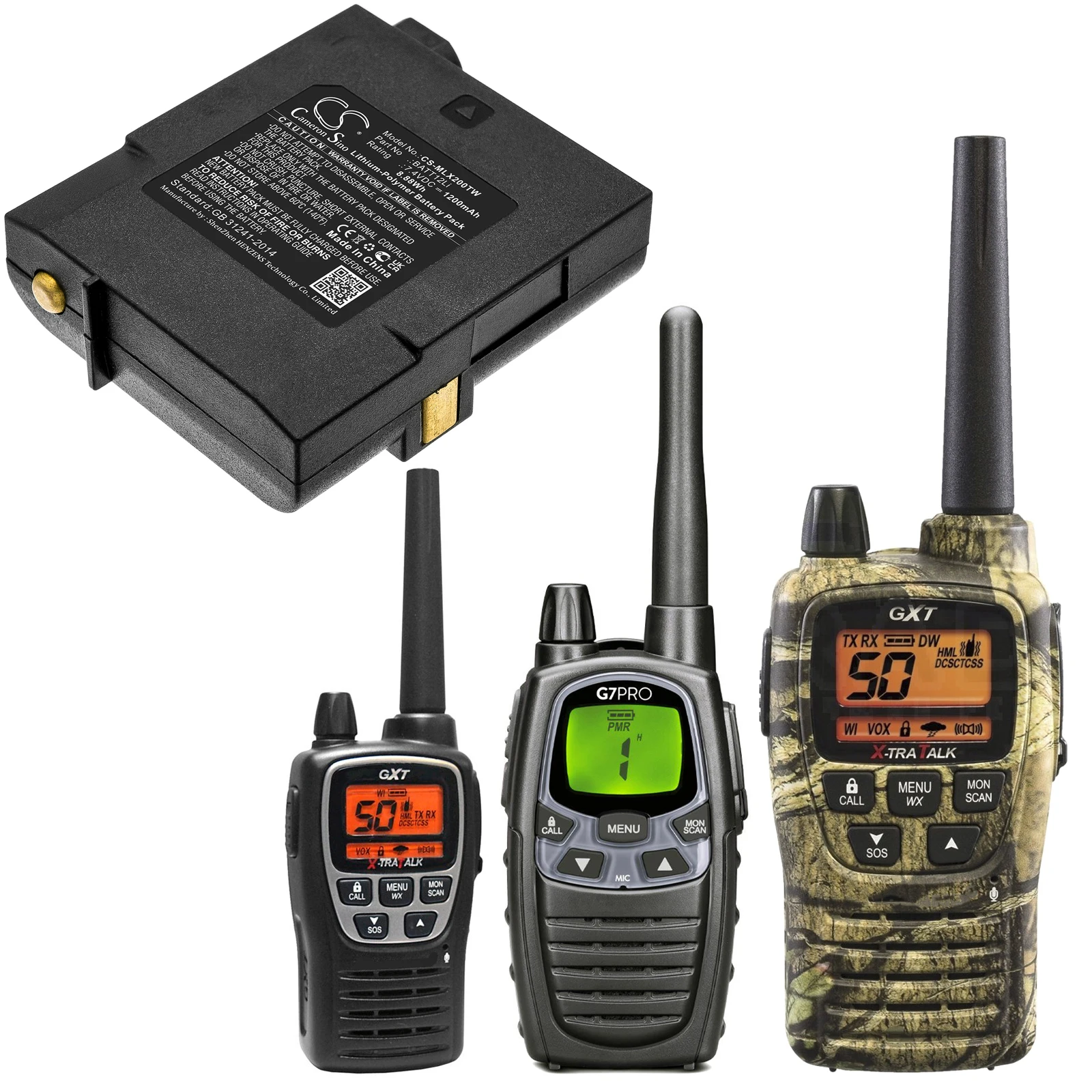 Batteria Radio Bidirezionale Per Midland Batt12Li Gxt2000 Gxt2050 G7 Pro Pb-Pro 1200Mah / 8.88Wh