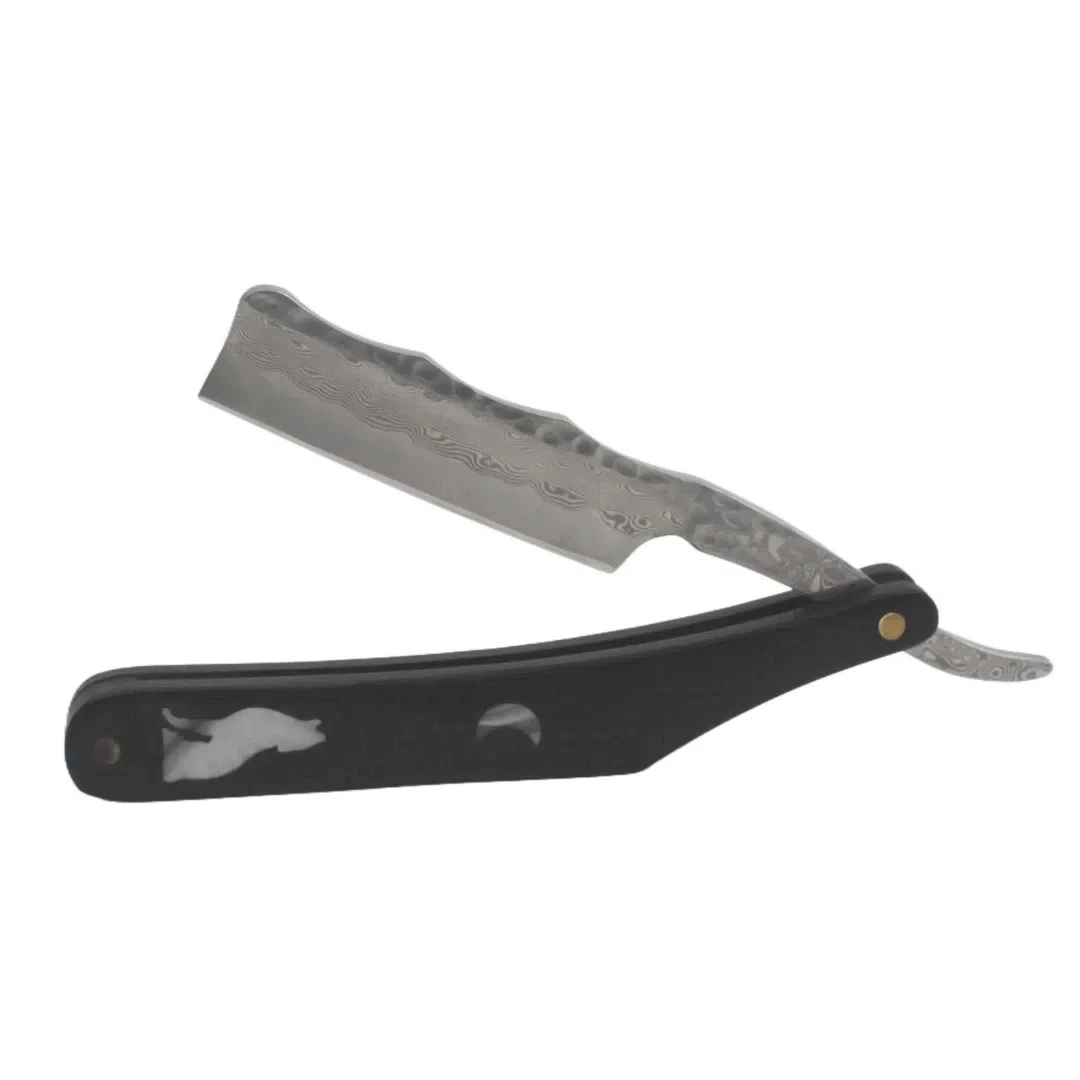 다마스커스 면도칼 - 남성용 샌달우드 빈티지 면도칼 - 다마스커스 스틸 이발사 면도칼 - 남성용 스트레이트 엣지 면도칼