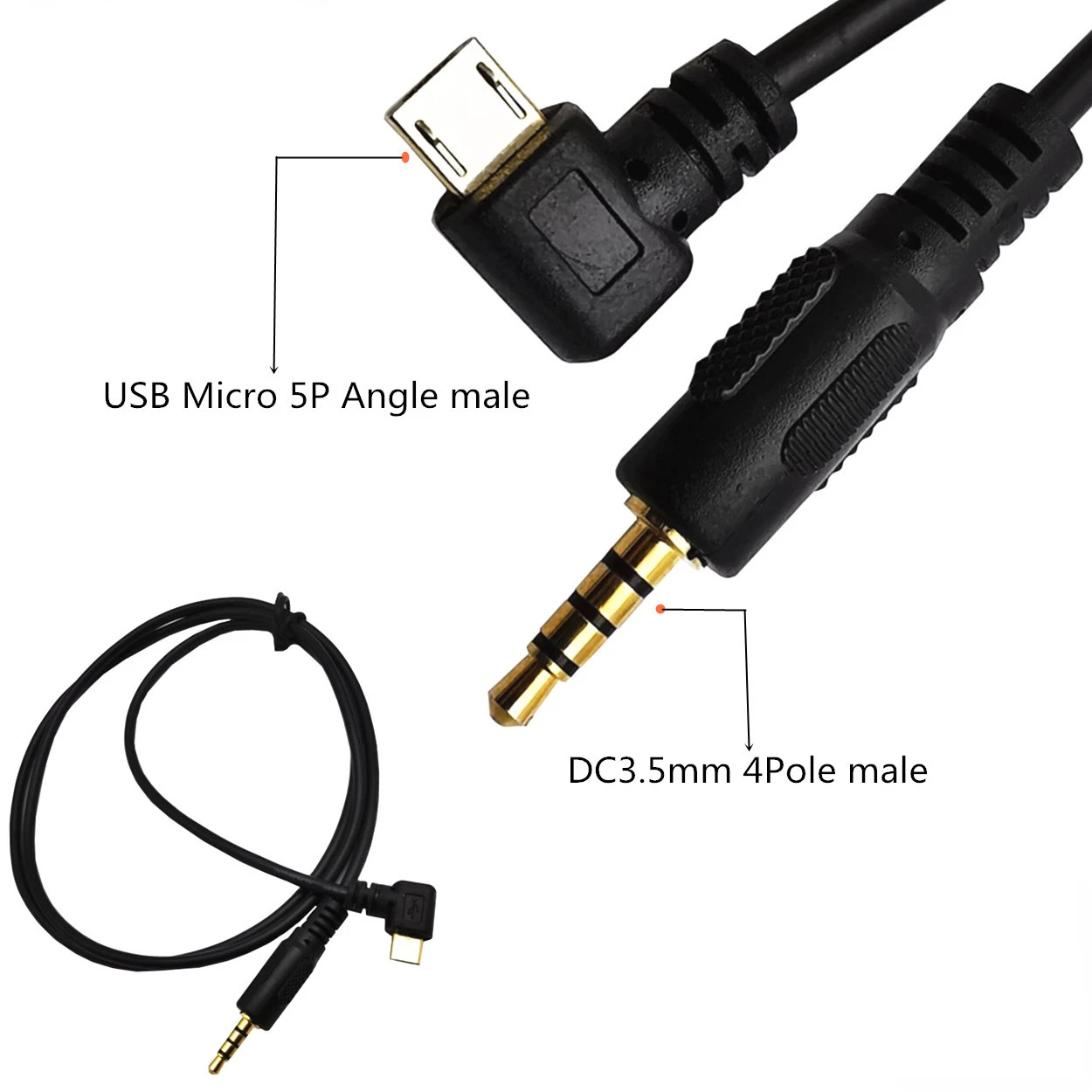 

Gold-plated Micro USB to Headphones Car USB to 3.5MM Male Audio Adapter Cable Phone Audio Cable Mini Micro USB to Headphones 1M