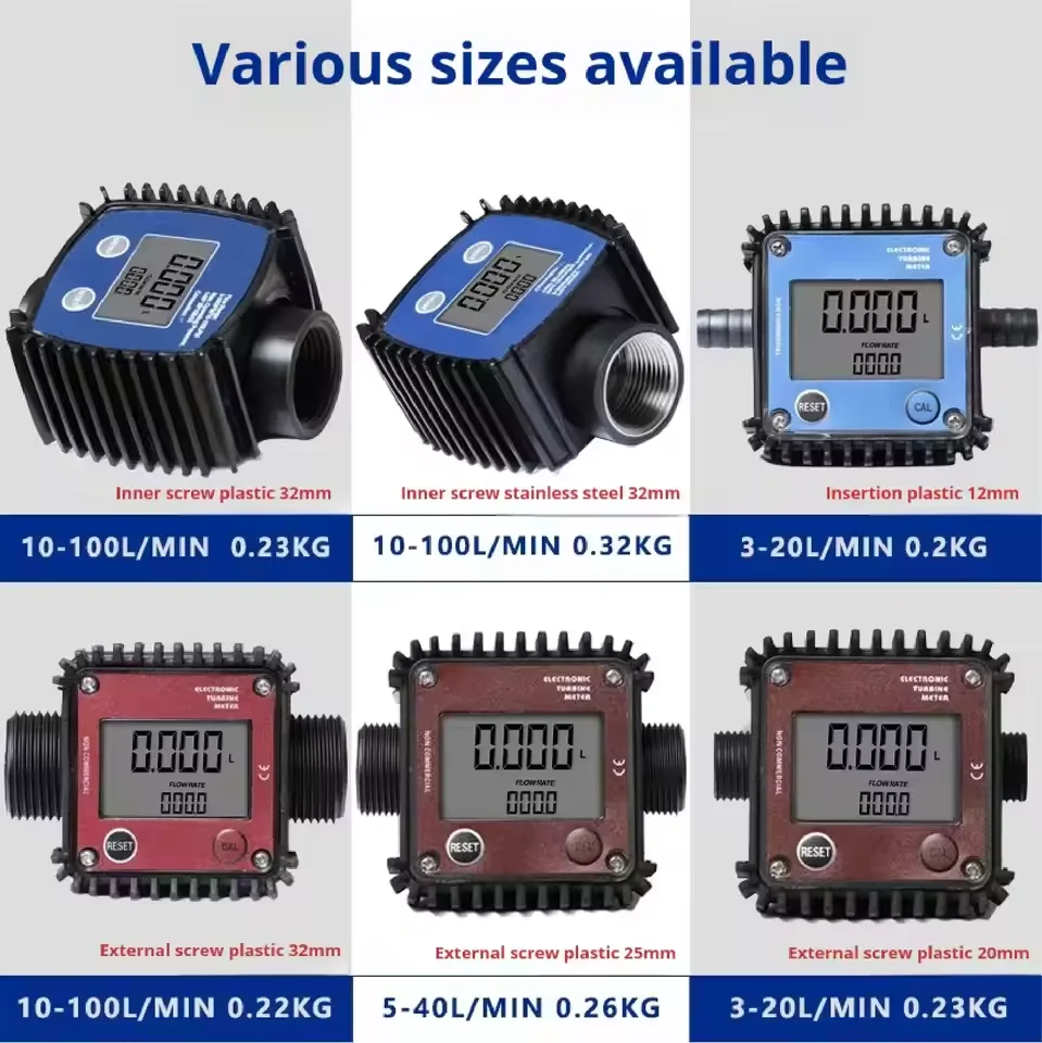 Digital turbine flow meter for water urea diesel gasoline high precision