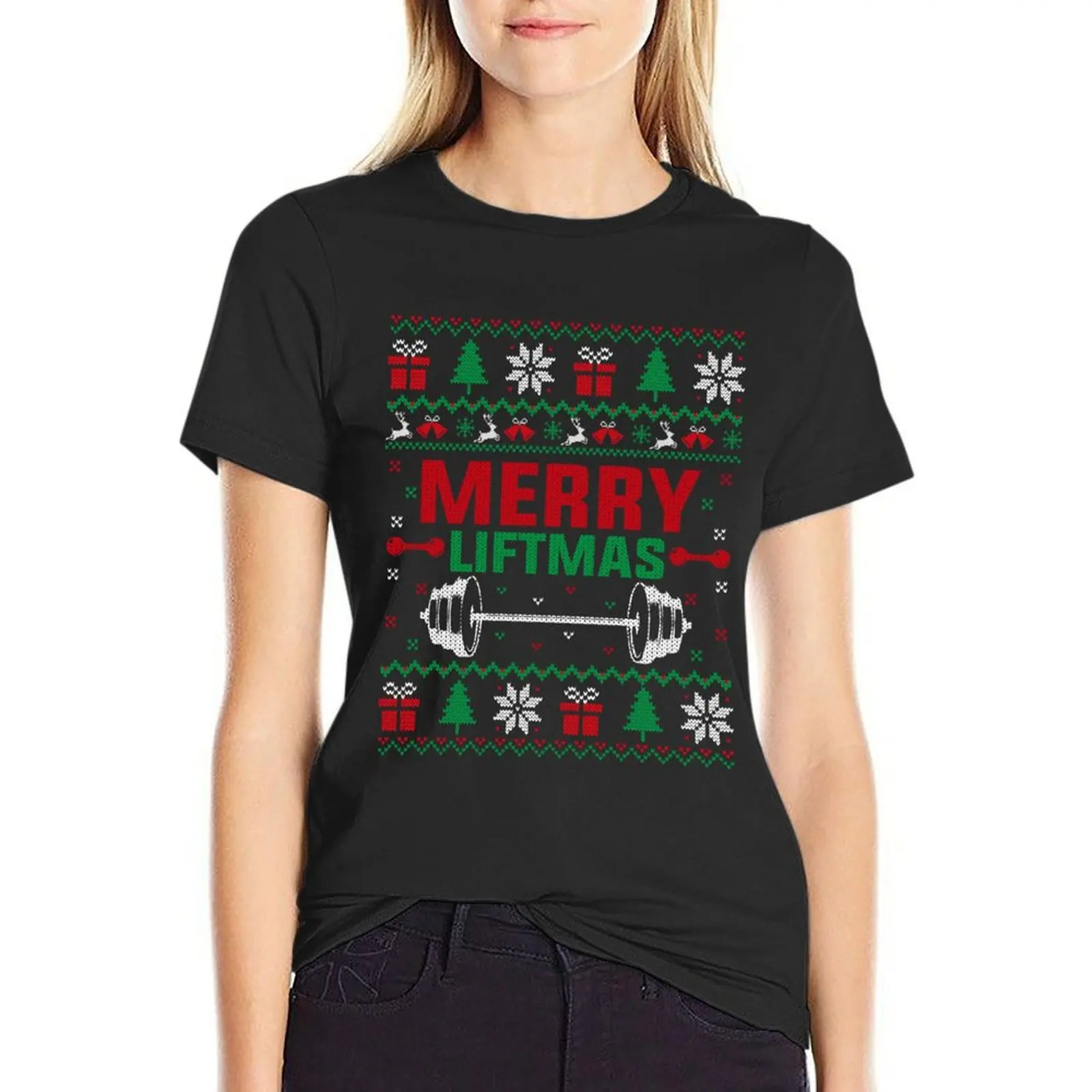 

Merry Liftmas Ugly Christmas Gym Fitness T-Shirt cute clothes tops shirts graphic tees female workout shirts for Women loose fit