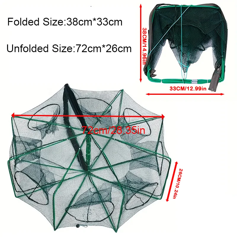 Fishing Net 1pc Foldable 8-Hole for Catching Shrimp Crab Lobster and Fish Lightweight Durable Trap for Easy Fishing fishing net