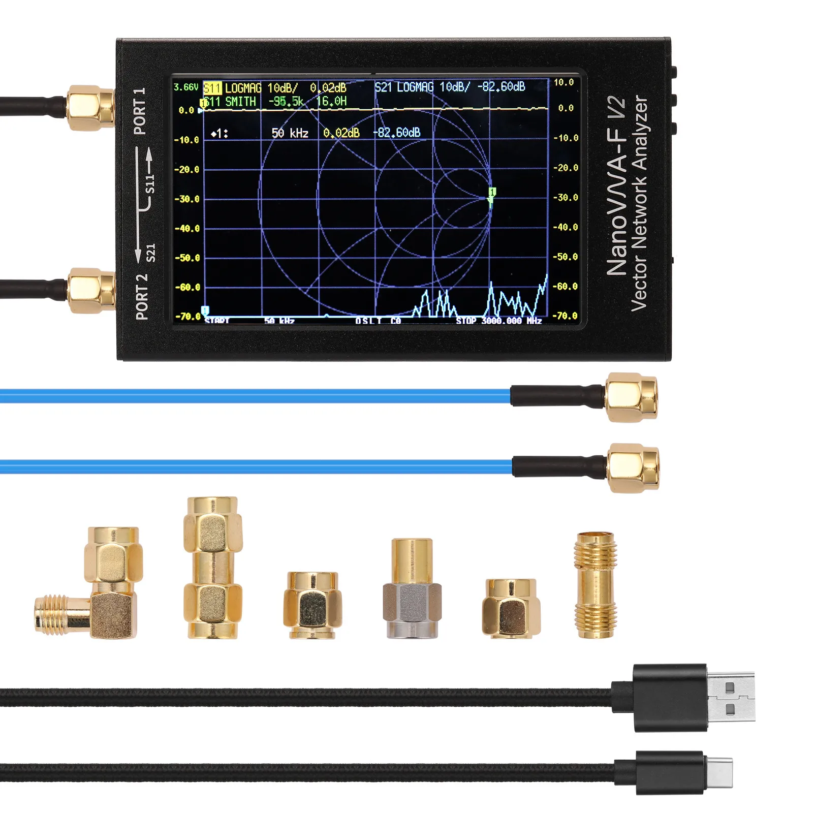 New NanoVNA-F V2 3GHz Vector Network Analyzer 4.3 inch Touch Screen NanoVNA Antenna Analyzer