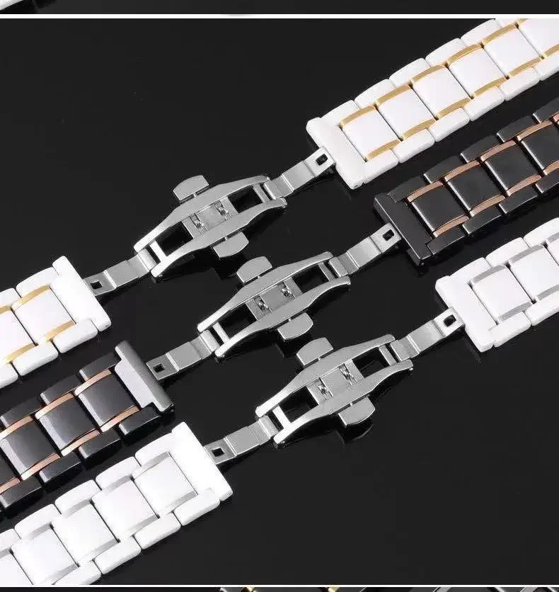Premium 22mm Ceramic Bracelet - Elegant Metal Link Strap